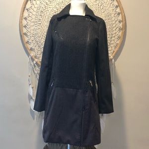NEW mixed media asymmetrical zip coat